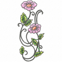 Flowers And Tree Embroidery Design 4